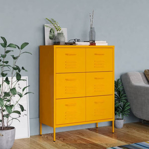  Drawer Cabinet Mustard Yellow 31.5"x13.8"x40" Steel A949-336146
