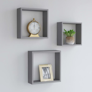  Wall Cube Shelves 3 pcs Gray MDF A949-323951