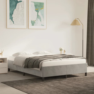  Bed Frame without Mattress Light Gray 53.9"x74.8" Full Velvet A949-347354