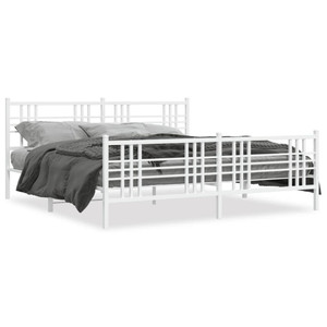  Metal Bed Frame without Mattress with Footboard White 76"x79.9 A949-376397
