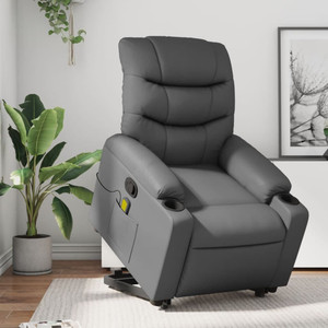  Stand up Massage Recliner Chair Gray Faux Leather A949-3206911