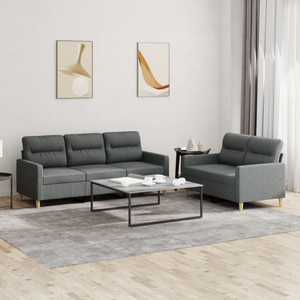  2 Piece Sofa Set with Cushions Dark Gray Fabric A949-3201601