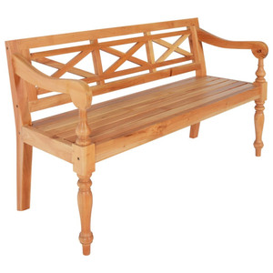  Batavia Bench 48.4" Solid Mahogany Wood Light Brown A949-337078