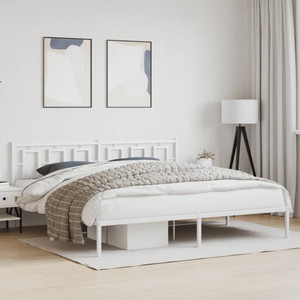  Metal Bed Frame without Mattress with Headboard White 76"x79.9 A949-374296