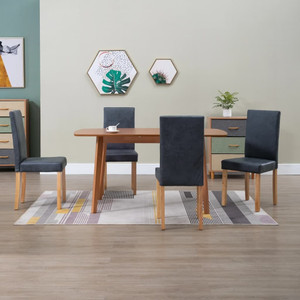  Dining Chairs 4 pcs Gray Faux Suede Leather A949-249213