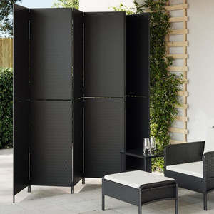  Room Divider 6 Panels Black Poly Rattan A949-365368
