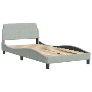  Bed Frame "Dover" Light Gray 39.4"x74.8" Velvet A949-373267