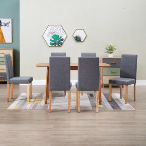  Dining Chairs 6 pcs Light Gray Fabric A949-277234