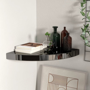  Floating Corner Shelf High Gloss Black 13.8"x13.8"x1.5" MDF A949-323910