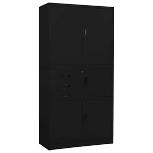  Office Cabinet Black 35.4"x15.7"x70.9" Steel A949-336415