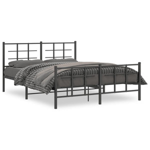  Metal Bed Frame without Mattress with Footboard Black 59.1"x78.7 A949-355581