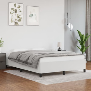  Bed Frame without Mattress White 59.8"x79.9" Queen Faux Leather A949-347282