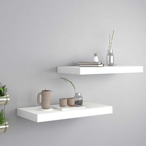  Floating Wall Shelves 2 pcs White 19.7"x9.1"x1.5" MDF A949-323809