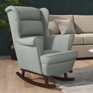  Rocking Chair Wingback Light Grey Velvet and Solid Wood A949-329363