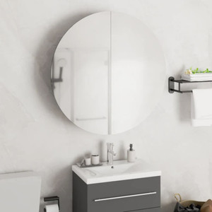  Bathroom Cabinet with Round Mirror&LED Gray 21.3"x21.3"x6.9 A949-345589