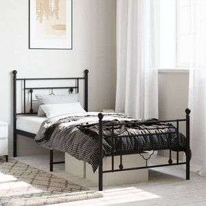  Metal Bed Frame without Mattress with Footboard Black 39.4"x78.7 A949-374352