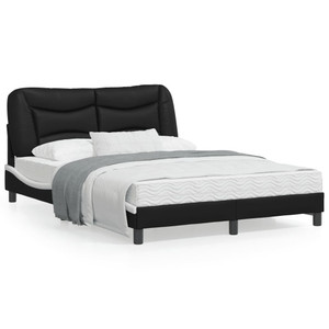  Bed Frame without Mattress "Hvar" Black and White 53.9"x74.8" Faux Leather A949-3208038