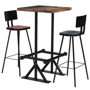  Bar Set 3 Piece Solid Reclaimed Wood Multicolor A949-245398