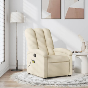  Massage Recliner Chair Cream Fabric A949-371748
