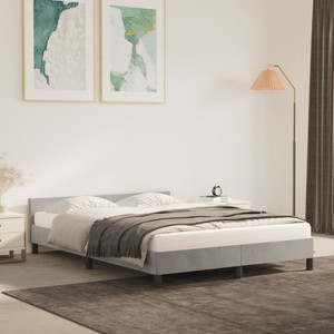  Bed Frame without Mattress Light Gray Full Velvet A949-347603
