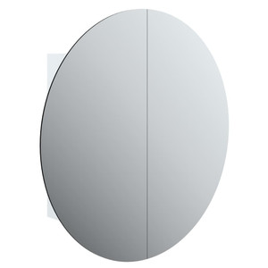  Bathroom Cabinet with Round Mirror&LED White 21.3"x21.3"x6.9 A949-345587