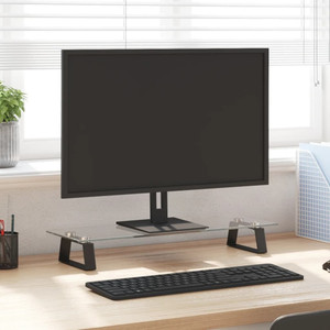  Monitor Stand Black 23.6"x7.9"x3.1" Tempered Glass and Metal A949-374224