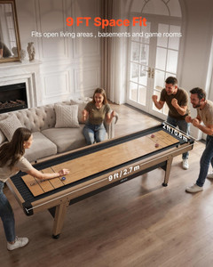 9 ft Shuffleboard Table, Scratch-Resistant Playfield for Smooth, Fast Puck Action, Pedestal Legs wi E415-ZZKSHZ9YCBDD36G7T001V0