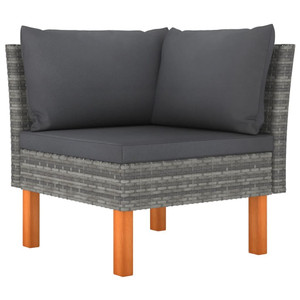 Corner Sofas 2 pcs Poly Rattan and Solid Eucalyptus Wood A949-315758