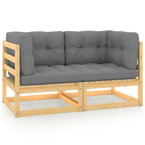 Patio 2-Seater Sofa with Cushions Solid Wood Pine A949-805730