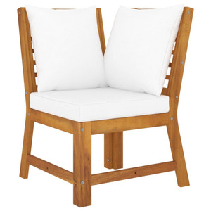 Sectional Corner Sofa with Cream Cushion Solid Acacia Wood A949-311840