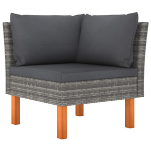 Corner Sofa Poly Rattan and Solid Eucalyptus Wood A949-315754