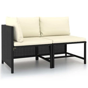 2 Piece Patio Sofa Set with Cushions Black Poly Rattan A949-313520
