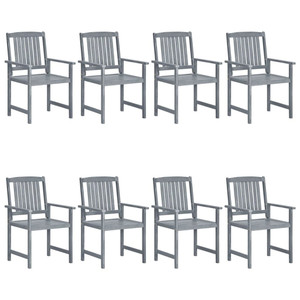 Patio Chairs 8 pcs Solid Acacia Wood Gray A949-3078206