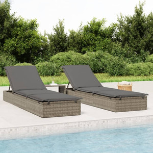 Sunbed 1 pc with Cushion Gray 79.1"x21.7"x24.4" Poly Rattan A949-319631