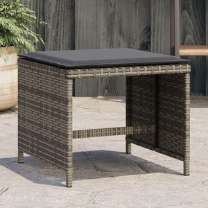 Patio Stools with Cushions 4 pcs Gray 15.7"x15.7"x13.8" Poly Rattan A949-4007485