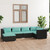 6 Piece Patio Lounge Set with Cushions Poly Rattan Black A949-3101809