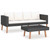 2 Piece Patio Lounge Set with Cushions Poly Rattan Black A949-3059336