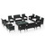 16 Piece Patio Lounge Set with Cushions Poly Rattan Black A949-3095956