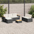 5 Piece Patio Sofa Set with Cushions Black Poly Rattan Acacia A949-3213537