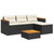 5 Piece Patio Sofa Set with Cushions Black Poly Rattan Acacia A949-3213537