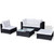 5 Piece Patio Lounge Set with Cushions Poly Rattan Black A949-42100
