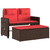 Reclining Patio Bench with Cushions Brown Poly Rattan A949-365824