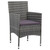 3 Piece Patio Dining Set Gray Poly Rattan and Glass A949-3058309