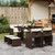 9 Piece Patio Dining Set with Cushions Brown Poly Rattan A949-3277904