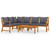 5 Piece Patio Lounge Set with Cushion Solid Acacia Wood A949-3057780