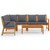 5 Piece Patio Lounge Set with Cushion Solid Acacia Wood A949-3057780