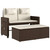  Reclining Patio Bench with Cushions Brown Poly Rattan A949-365818
