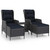  3 Piece Patio Lounge Set with Cushions Poly Rattan Dark Gray A949-3060154