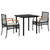  3 Piece Patio Dining Set with Cushions Black Poly Rattan A949-3213603