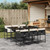  7 Piece Patio Dining Set with Cushions Black Poly Rattan A949-3278033